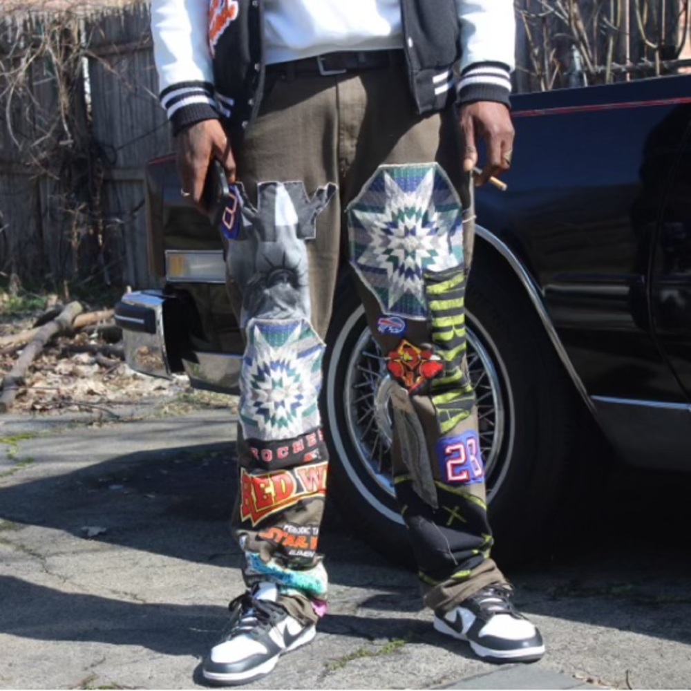 Custom Made Patch Work Pants 1 Of 1. Hand Stitched - image 4